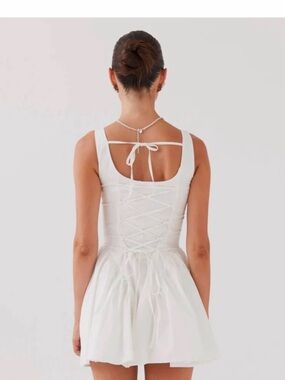 Peppermayo White Sleeveless Mini Dress with Tie Back